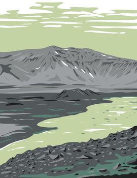 Caldera in Remote Wilderness of the Alaska Peninsula in Aniakchak National Monument and Preserve USA WPA Poster Art