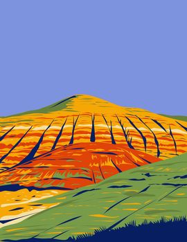 Painted Hills Within John Day Fossil Beds National Monument Located in Wheeler County Oregon USA WPA Poster Art