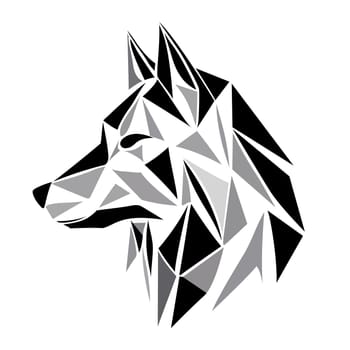 Wolf logo design. Abstract black polygon wolf head. Calm wolf face.