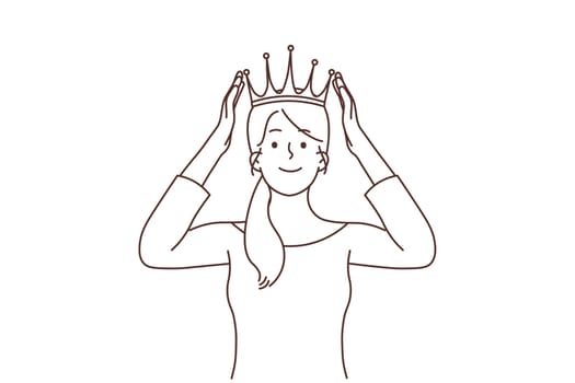Smiling woman with crown on head