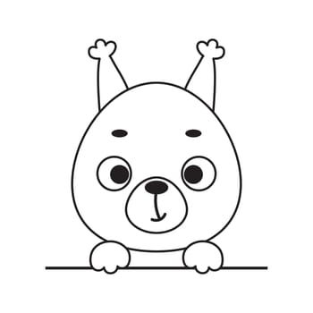 Coloring page cute little squirrel head. Coloring book for kids. Educational activity for preschool years kids and toddlers with cute animal. Vector stock illustration