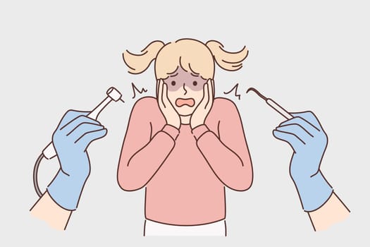 Terrified girl scared of dentist