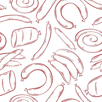 Sausage sketch seamless pattern