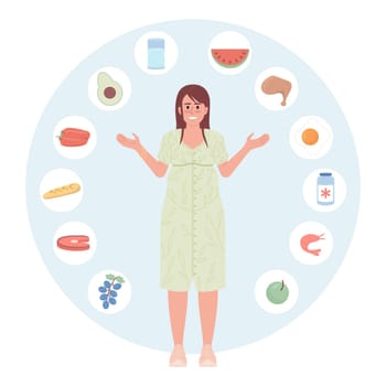 Eating healthy during pregnancy flat concept vector spot illustration