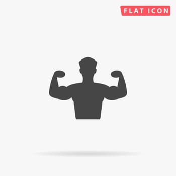 Bodybuilder Fitness Model. Simple flat black symbol with shadow on white background. Vector illustration pictogram