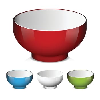 Bowl vector set in different colors