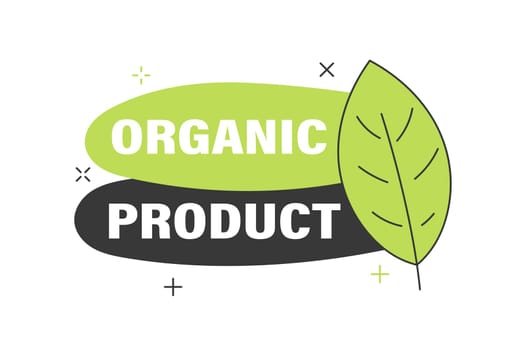 Organic product badge with a leaf. Organically pure business