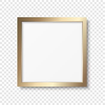 Vector 3d Realistic Golden Decorative Vintage Frame, Border Icon Closeup Isolated. Square Photo Frame Design Template for Picture, Border Design, Front View