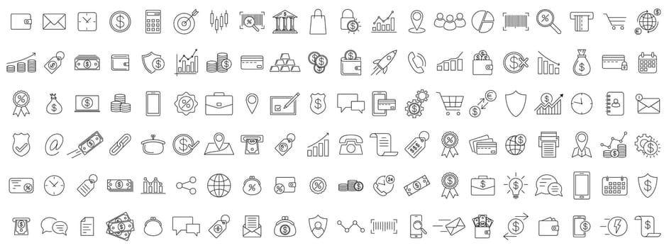 Business icons. Set of black linear business icons. Economy symbols