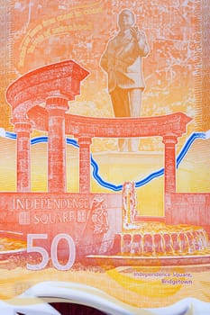 Independence square in Bridgetown from Barbadian money