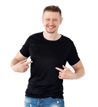 Man in a black T-shirt