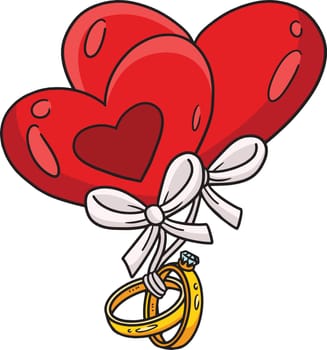 Wedding Ring Tied To Heart Balloon Cartoon Clipart
