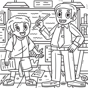 Back To School Student and Teacher Coloring Page