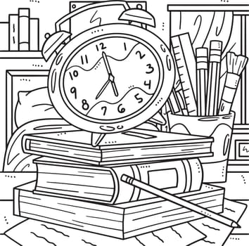Back To School Alarm Clock and Books Coloring