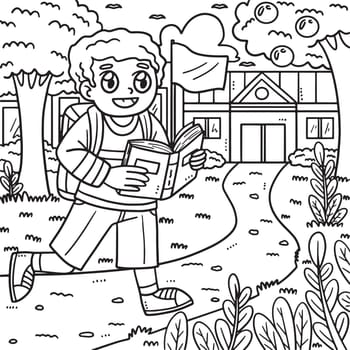 Back To School Child Reading Book Coloring Page