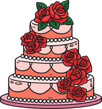 Wedding Cake Cartoon Colored Clipart Illustration