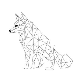 Fox logo design. Abstract black polygonal fox. Calm fox.