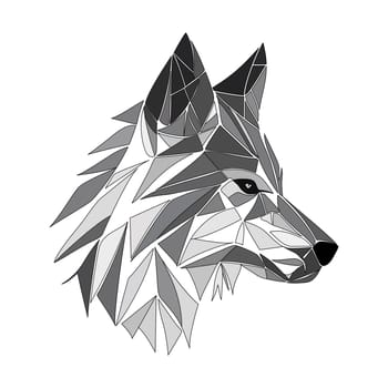 Wolf logo design. Abstract black polygon wolf head. Calm wolf face.