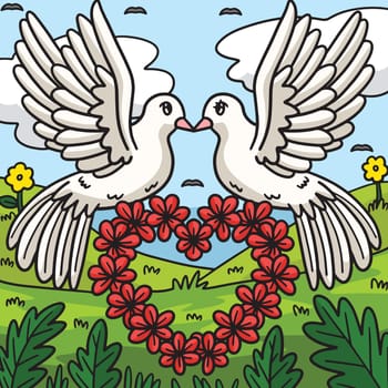 Wedding Dove Colored Cartoon Illustration