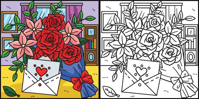 Wedding Flower Bouquet And Invitation Illustration