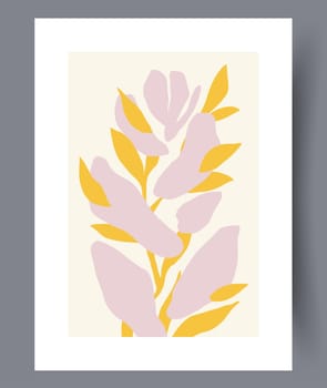 Still life plants organic twig wall art print. Printable minimal abstract plants poster. Contemporary decorative background with twig. Wall artwork for interior design.