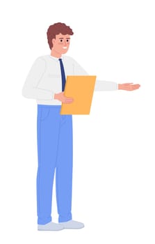 Division manager with clipboard semi flat color vector character