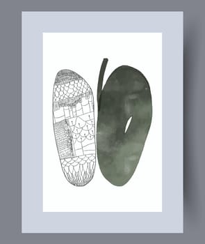 Abstract oval geometric composition wall art print