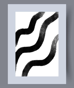 Abstract stripes wavy smears wall art print. Contemporary decorative background with smears. Wall artwork for interior design. Printable minimal abstract stripes poster.