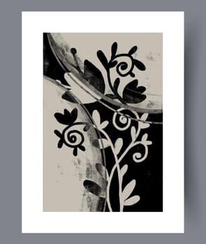 Still life flower organic composition wall art print. Wall artwork for interior design. Contemporary decorative background with composition. Printable minimal abstract flower poster.