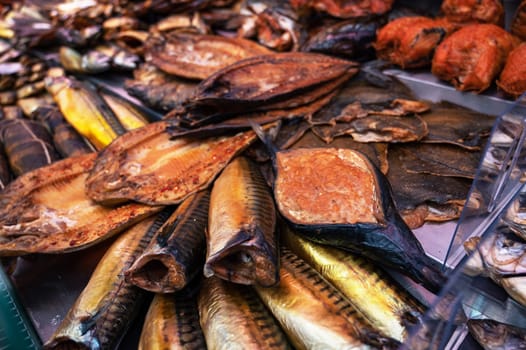 Various smoked fish products