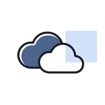 Two clouds vector flat icon. Weather sign