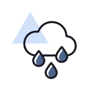 Raincloud with raindrops vector icon. Meteorology sign. Graph symbol for travel, tourism and weather web site and apps design, logo, app, UI