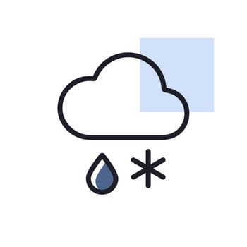 Cloud with snow and rain vector icon. Meteorology sign. Graph symbol for travel, tourism and weather web site and apps design, logo, app, UI