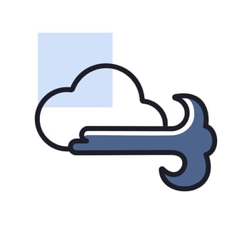 Cloudy and wind vector icon. Meteorology sign. Graph symbol for travel, tourism and weather web site and apps design, logo, app, UI