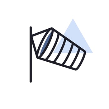 Windsocks hanging at the airport runway vector icon. Meteorology sign. Graph symbol for travel, tourism and weather web site and apps logo, app, UI