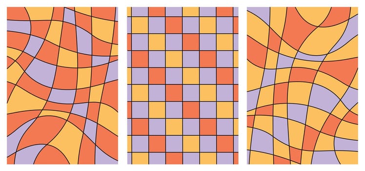 Groovy abstract chequered background with red, orange and purple colors