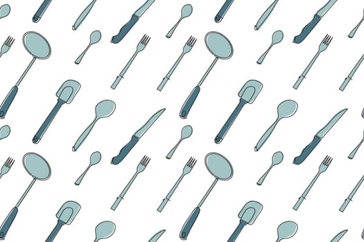 Cutlery seamless pattern. Background, restaurant decoration, fabric motif, product packaging, texture, wallpaper. Vector illustration