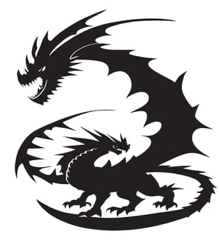 Dragon tattoo in black on a white background.