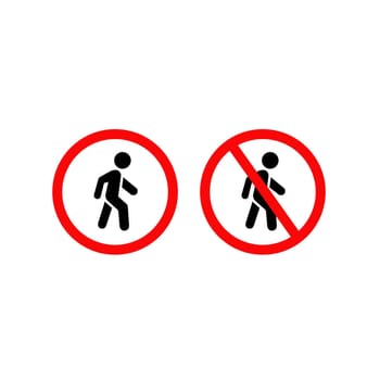 Prohibition No Pedestrian Sign. Vector Prohibition Sign, Do Not Running at gray background