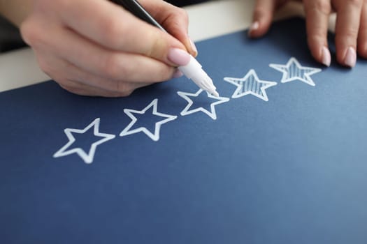 Person paints over star with marker on review