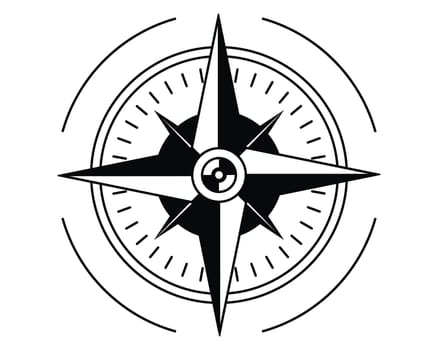 compass with arrows indicate cardinal directions.