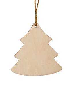 Christmas wooden tree isolated over white background