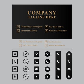 Business Card Design Template, Contact Information Icons Set.