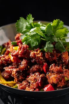 Chinese fried chicken with chili pepper