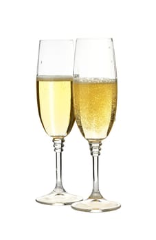 Two glasses of champagne white sparkling wine