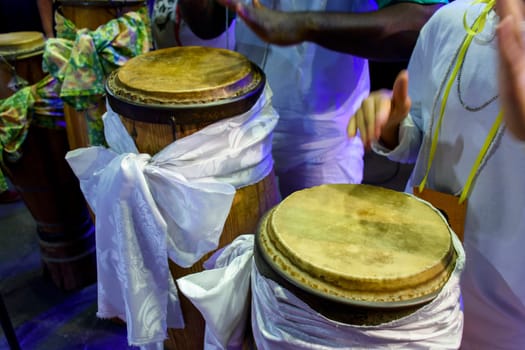Some drums called atabaque in Brazil used during a typical Umbanda ceremony