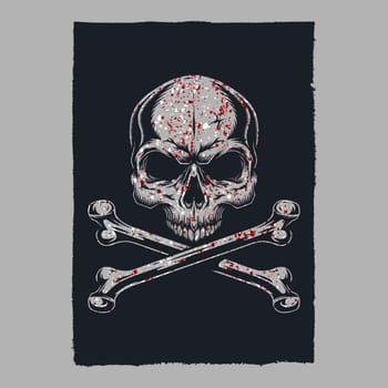 Bloody skull and bone poster design 