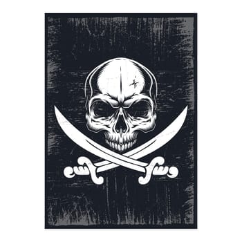 Sword and skull poster design with grunge texture style. Editable, resizable, EPS 10, vector illustration.
