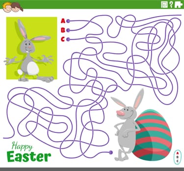 path maze game with cartoon Easter Bunnies characters