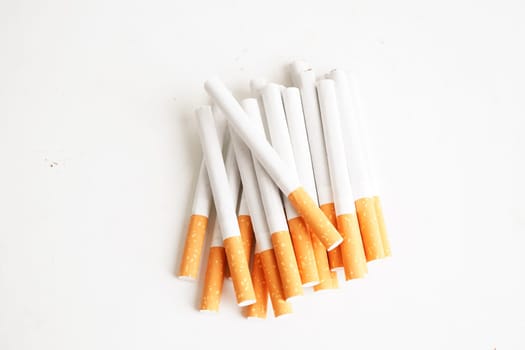 Cigarette isolated on white background with clipping path, roll tobacco in paper with filter tube, No smoking concept.